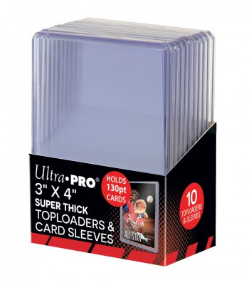 ULTRA PRO 3" X 4" SUPER THICK Toploader 130pt koos kaitsekiledega (10-ne pakk)